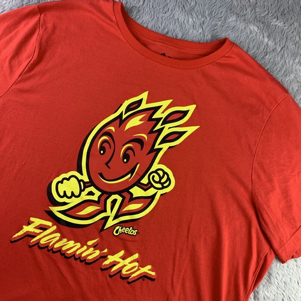 Cheetos Flamin Hot Shirt Mens 2X Red Short Sleeve Flame Fire Mad Engine Tee